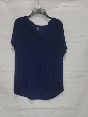 Jones New York Navy V-Neck Short Sleeve Top
